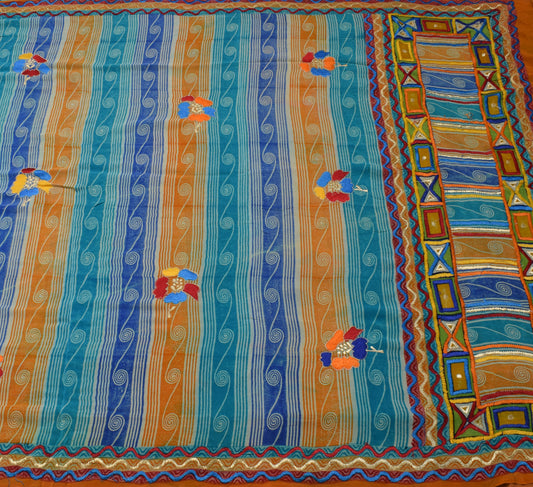 Sushila Vintage Multi-Color Saree Pure Crepe Silk Printed 5 Yard Sari Fabric