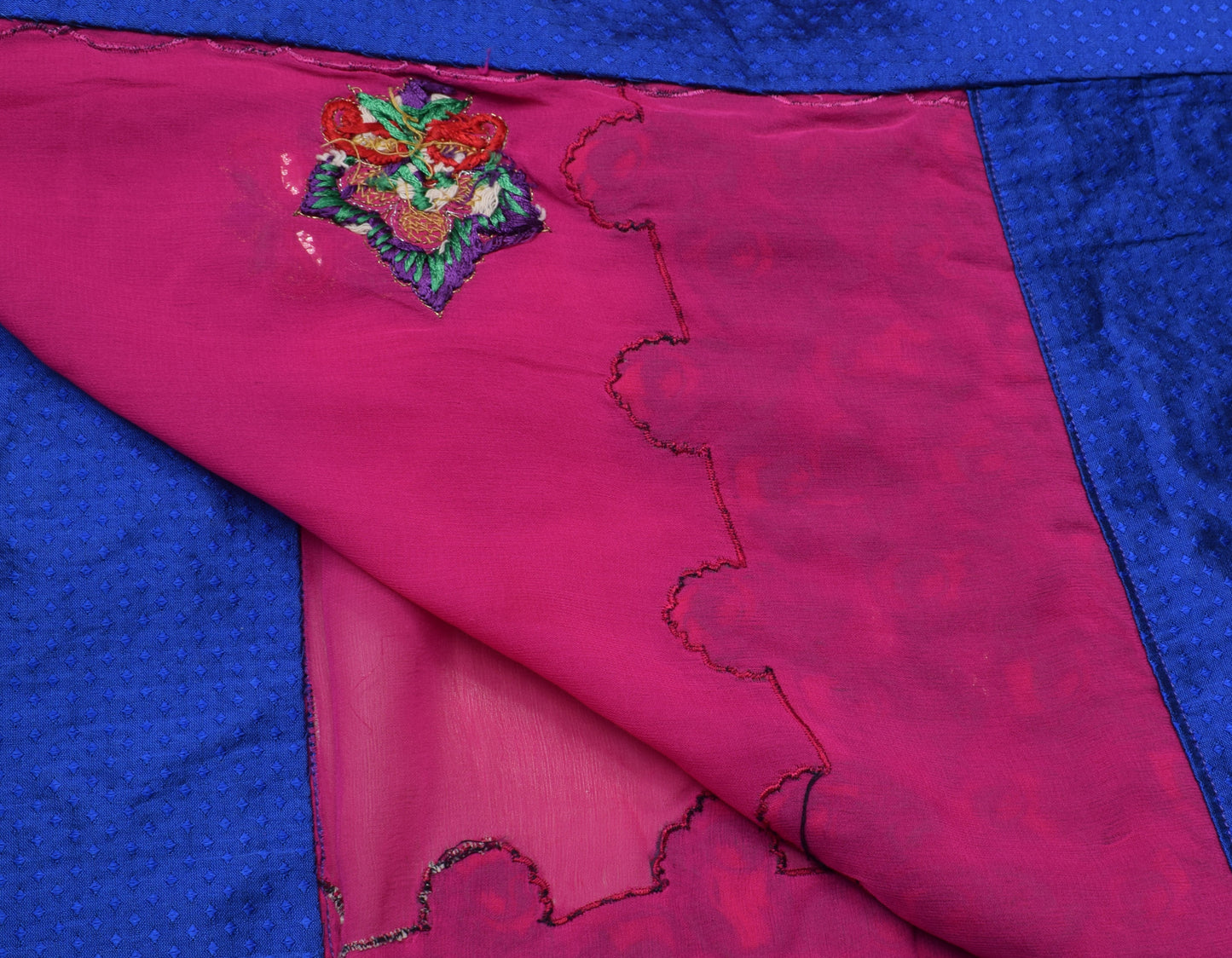 Sushila Vintage Dark Pink Saree Pure Georgette Silk Woven Floral Sari Fabric