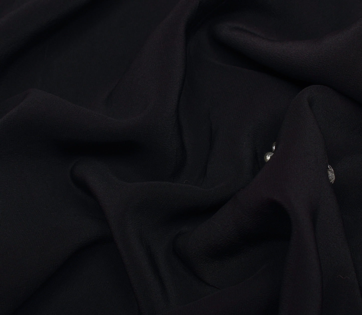 Sushila Vintage Black Indian Saree 100%Pure Crepe Silk Beaded Floral Sari Fabric