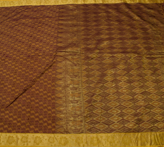 Sushila Vintage Dual Tone Indian Saree Blend Silk Woven 5 Yard Sari Craft Fabric