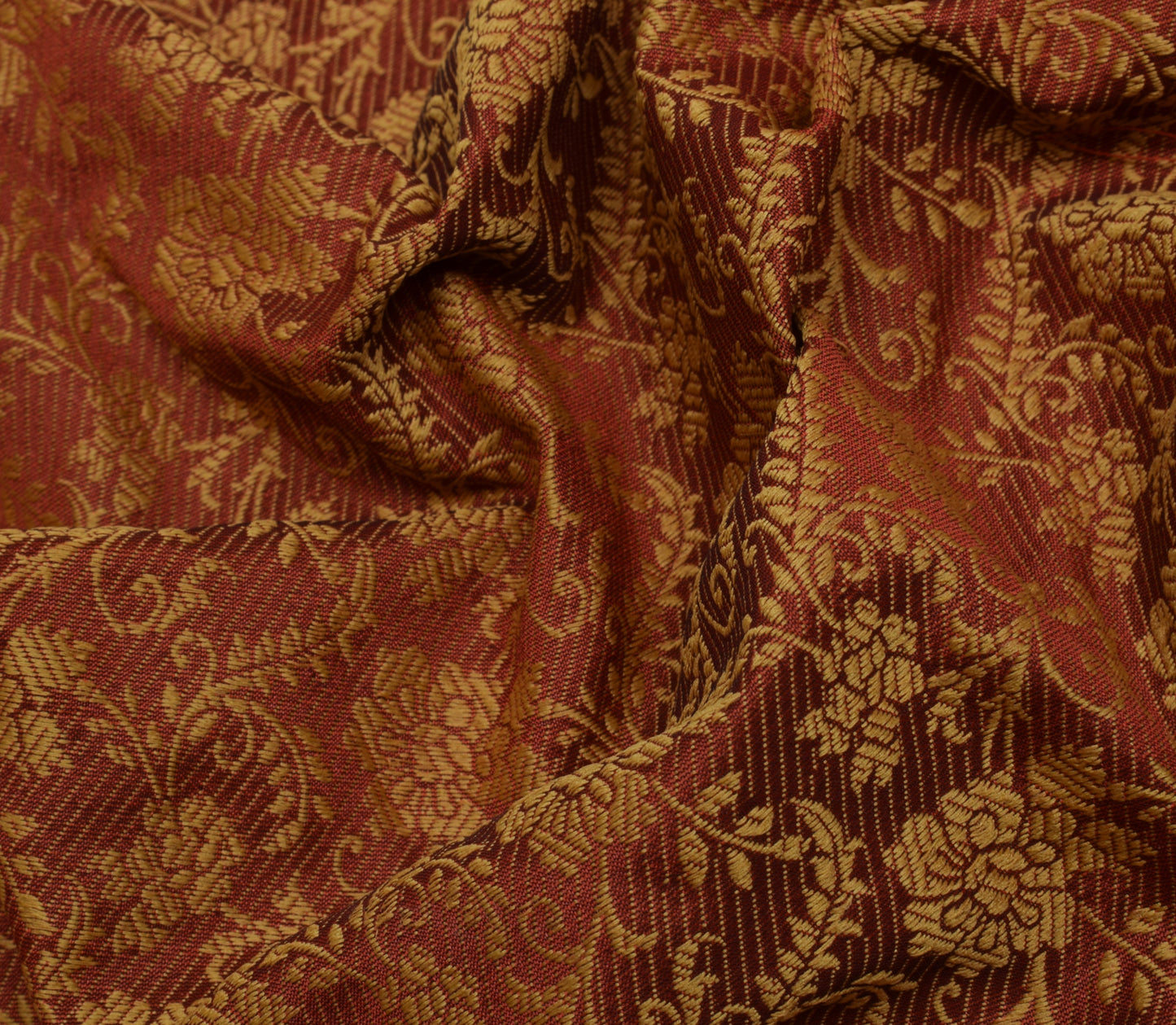 Sushila Vintage Maroon Saree Blend Silk All Over Woven Floral Sari Craft Fabric