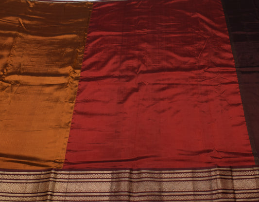 Sushila Vintage Handwoven Art Silk Saree with Zari Border Art Silk Sari Fabric