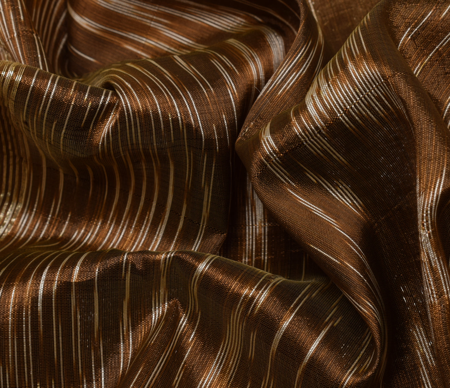 Sushila Vintage Brown Indian Saree Art Silk Zari Woven Sari 5 Yard Craft Fabric