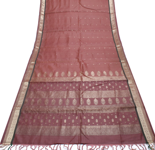 Sushila Vintage Indian Saree 100% Pure Silk Woven 5 Yard Sari Craft Fabric