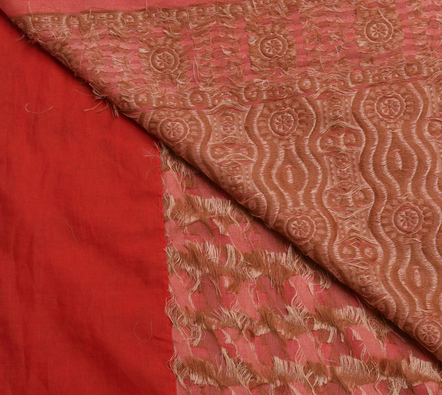 Sushila Vintage Peach Saree 100% Pure Silk All Over Woven Laheriya Sari Fabric