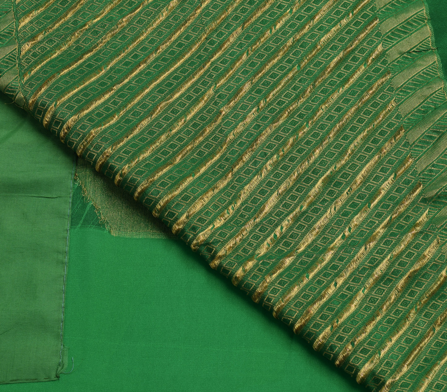 Sushila Vintage Green Indian Saree 100% Pure Silk Woven Sari Soft Craft Fabric