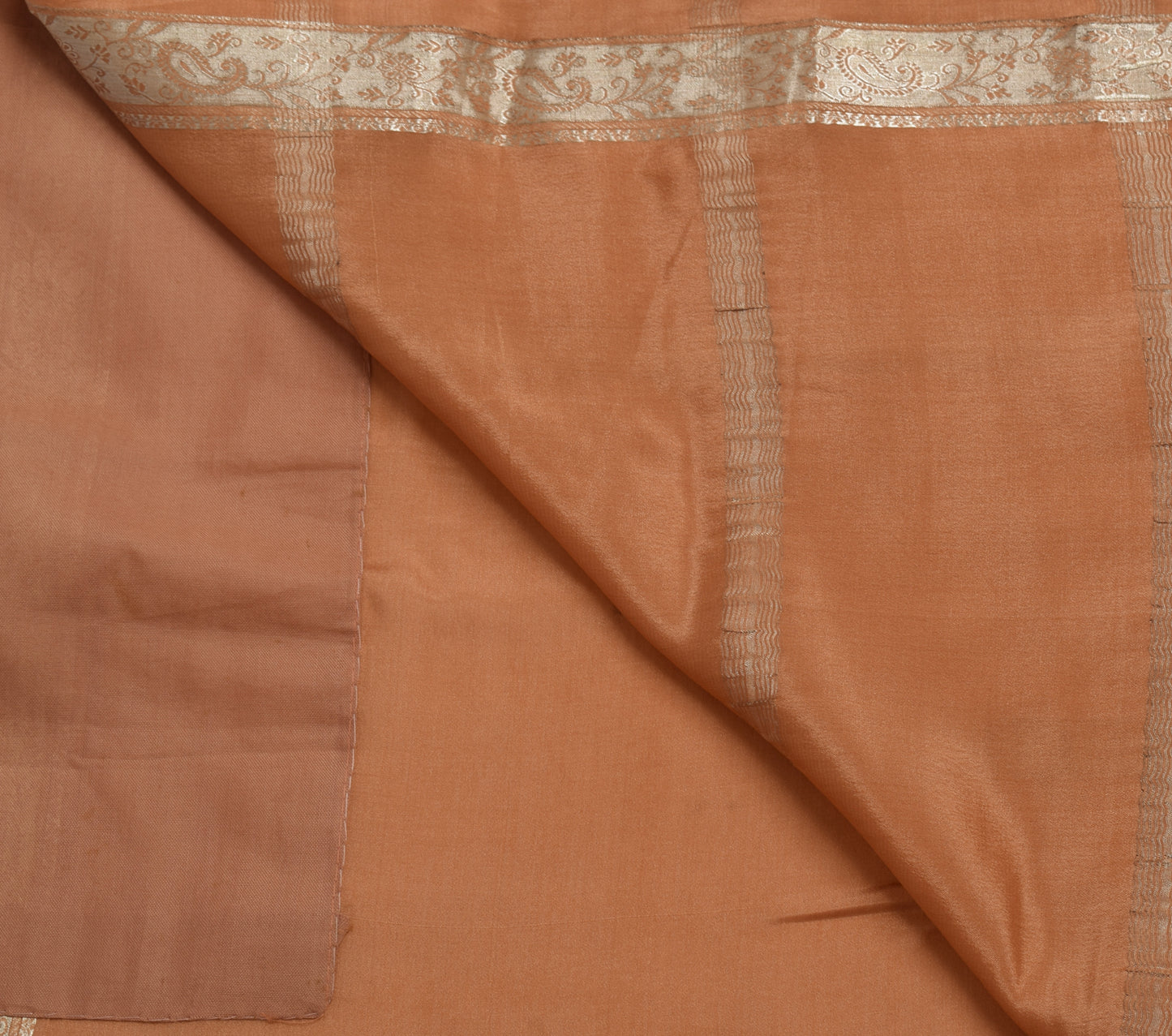 Sushila Vintage Peach Indian Saree 100% Pure Silk Woven Soft Sari Craft Fabric