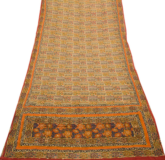 Sushila Vintage Brown Saree 100% Pure Georgette Silk Printed Floral Sari Fabric