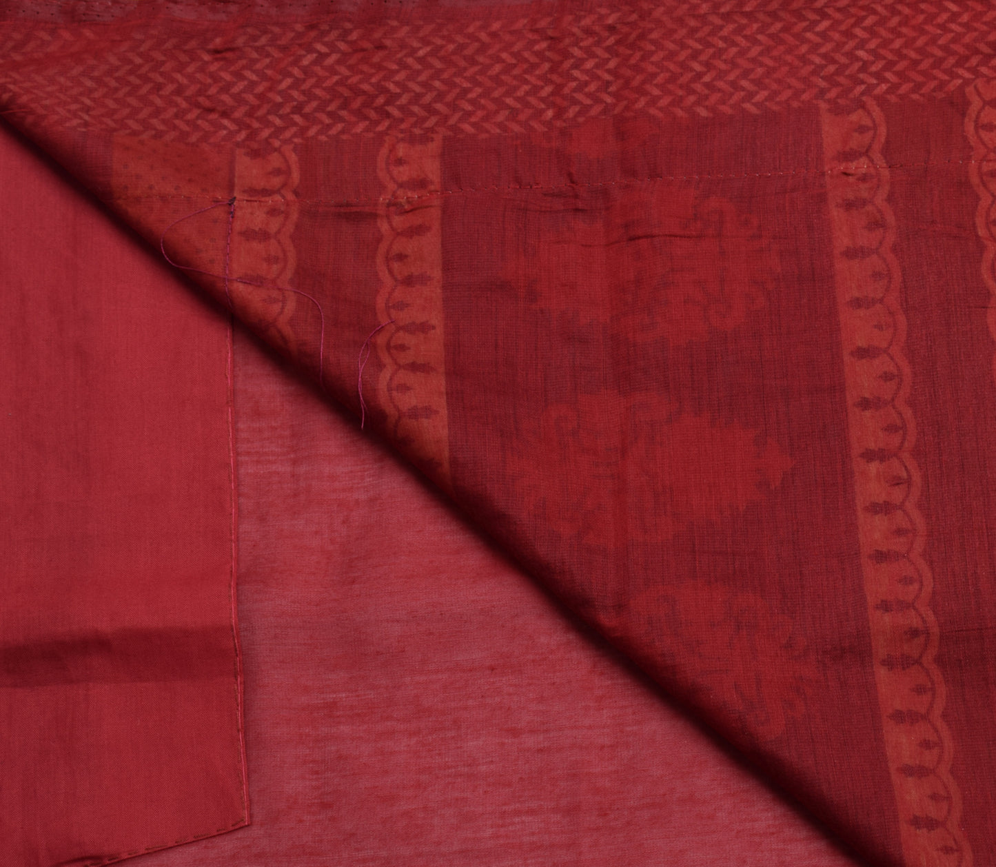 Sushila Vintage Maroon Saree Blend Cotton Floral Embroidered Sari Craft Fabric