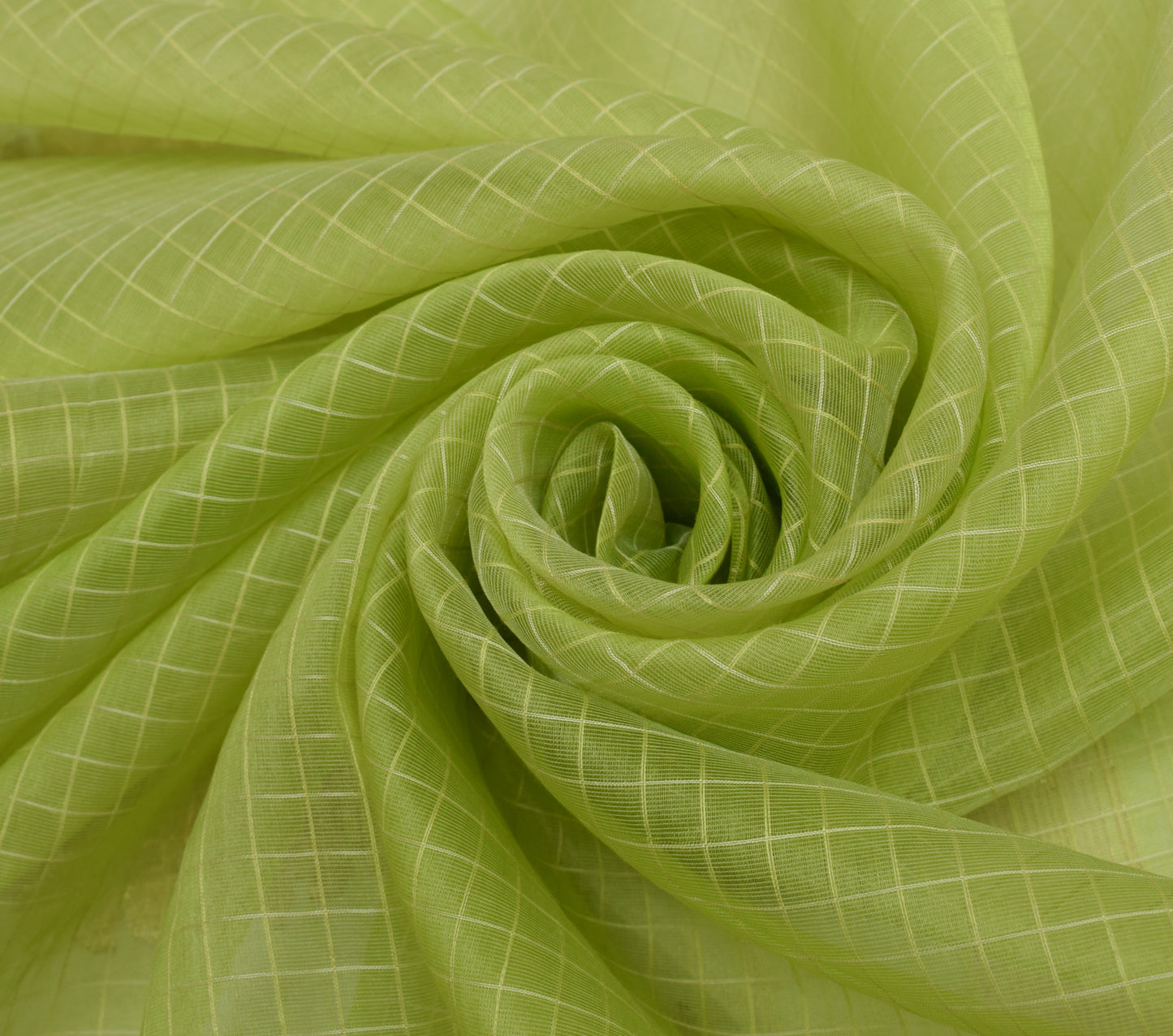 Sushila Vintage Green Saree 100% Pure Silk Supernet Checks Woven Sari Fabric