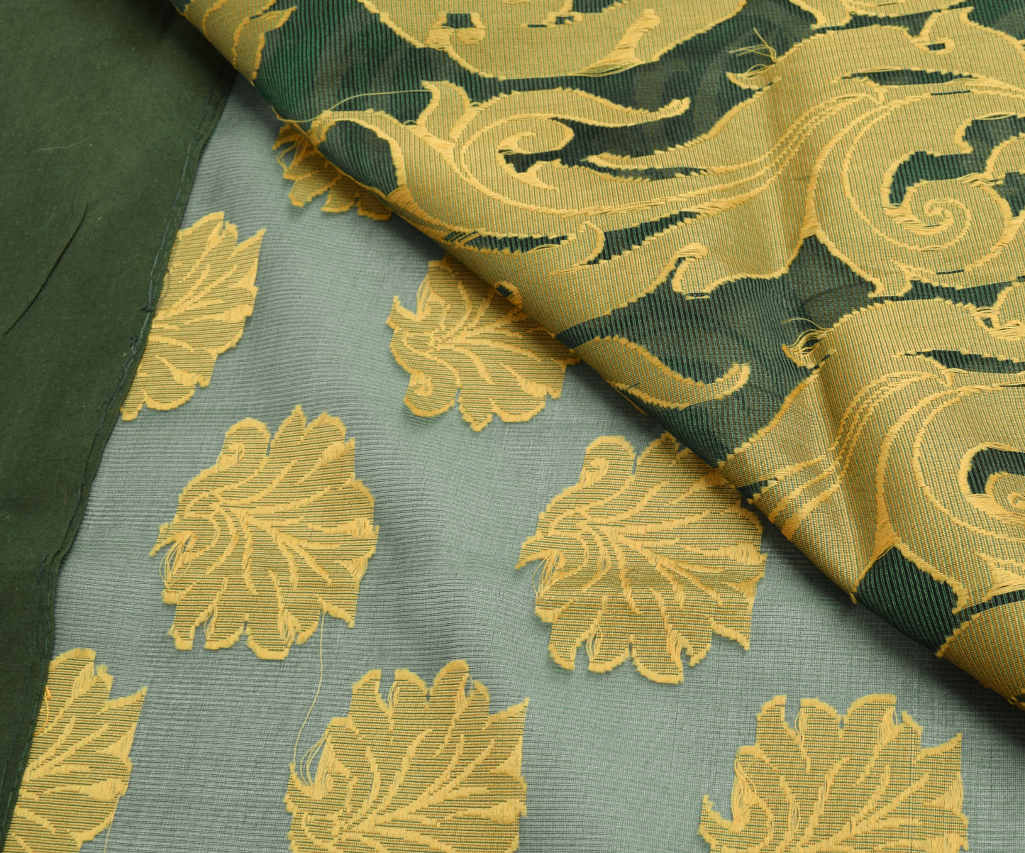 Sushila Vintage Teal Green Saree Art Silk All Over Woven Floral 5 YD Sari Fabric