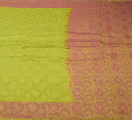 Sushila Vintage Green Saree 100% Pure Silk All Over Woven Paisley Sari Fabric