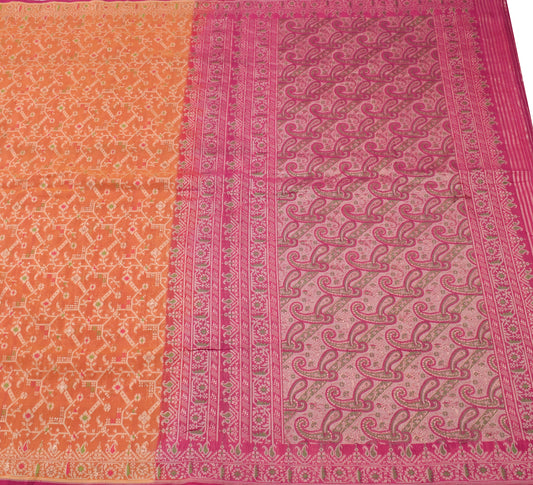Sushila Vintage Mustard Saree 100% Pure Silk All Over Woven Floral Sari Fabric