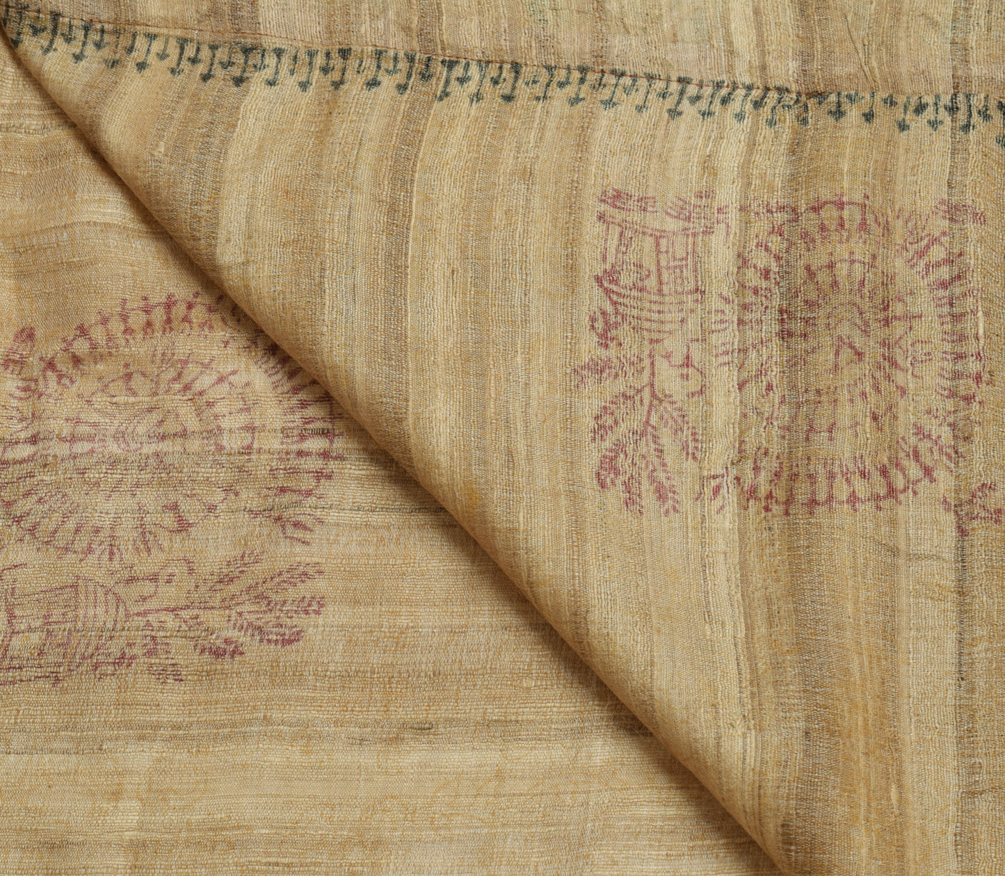 Sushila Vintage Brown Saree 100% Pure Khadi Silk Woven Humans Sari Craft Fabric