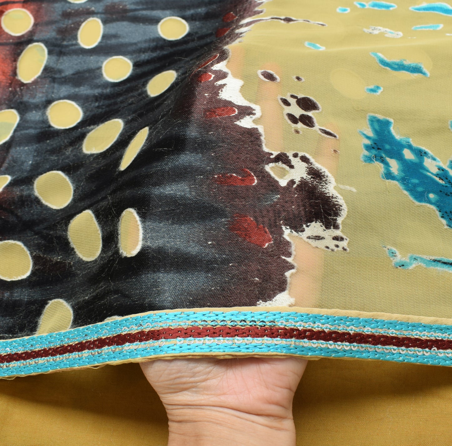 Sushila Vintage Multi-Color Indian Saree Blend Silk Woven Soft Sari Craft Fabric