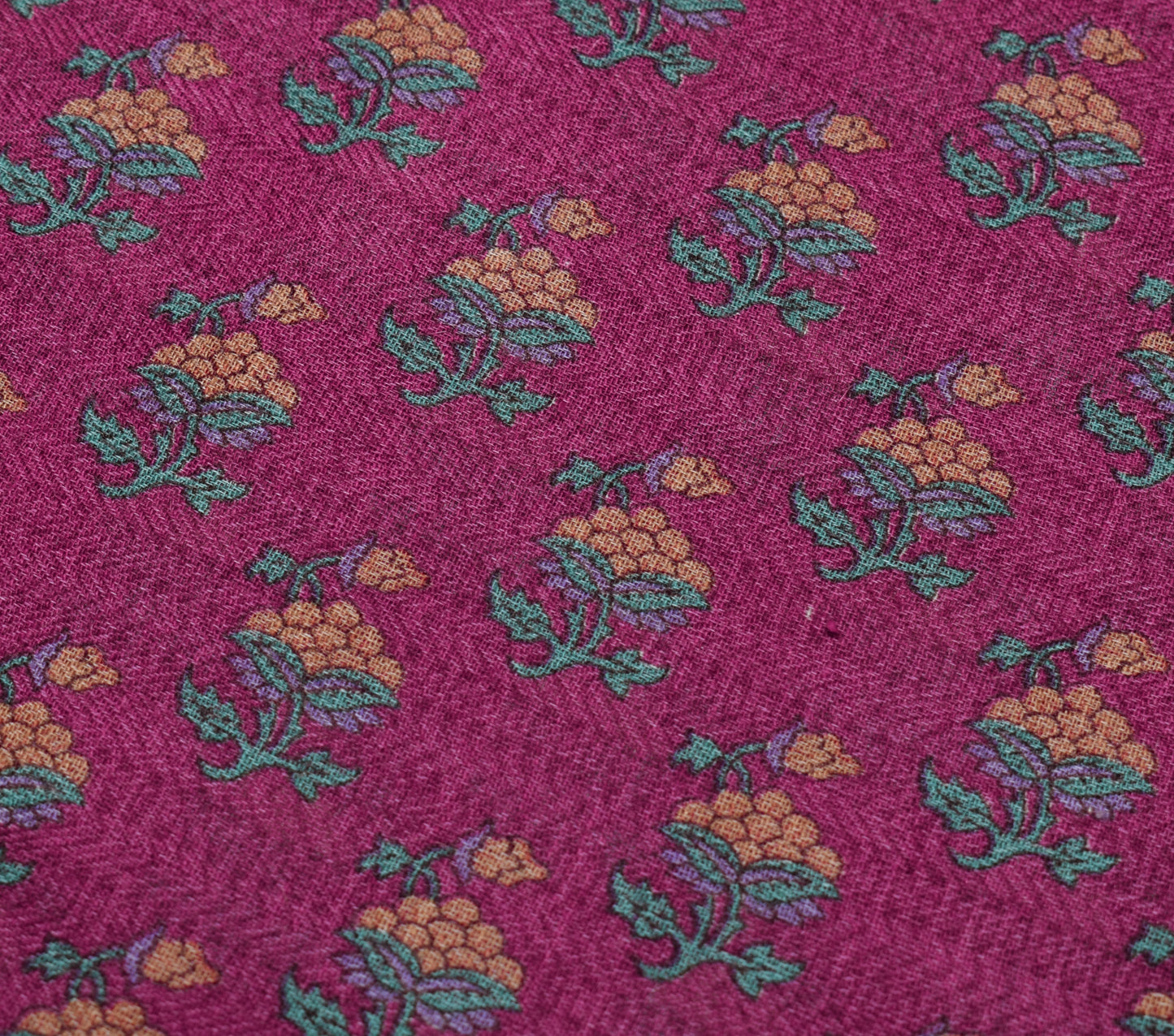 Sushila Vintage Dark Pink Saree 100% Pure Woolen Woven Floral Soft Sari Fabric