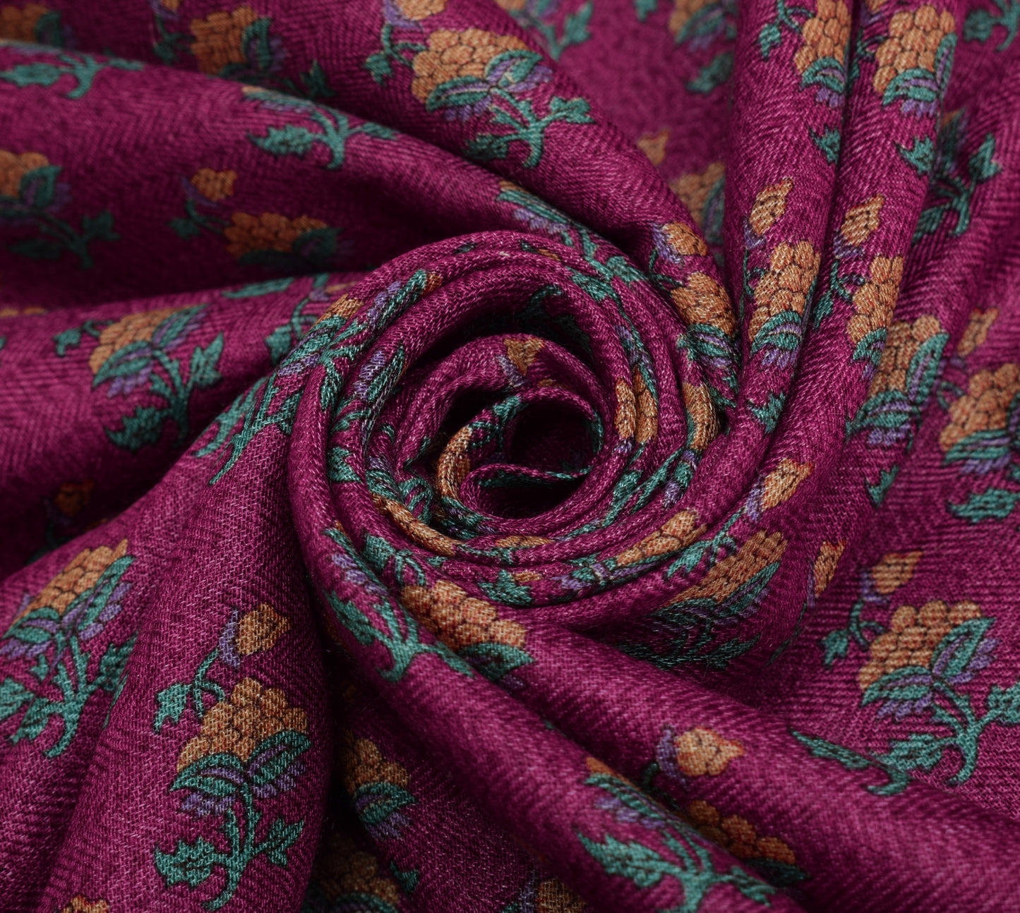 Sushila Vintage Dark Pink Saree 100% Pure Woolen Woven Floral Soft Sari Fabric