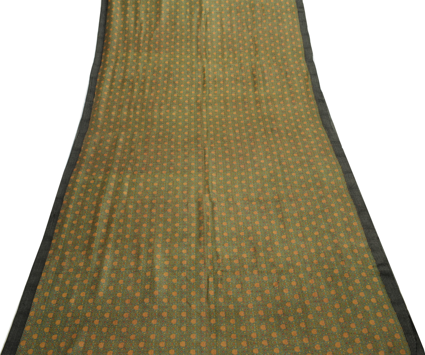 Sushila Vintage Gary Saree 100% Pure Woolen Woven Floral Soft Sari Craft Fabric