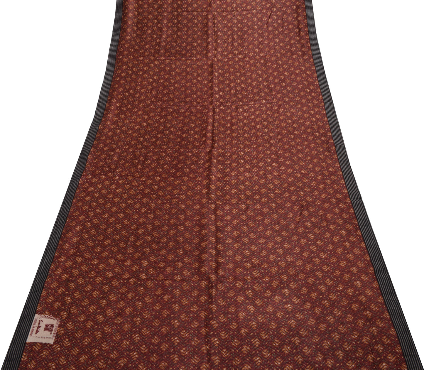 Sushila Vintage Maroon Branded Saree 100% Pure Woolen Woven Floral Sari Fabric