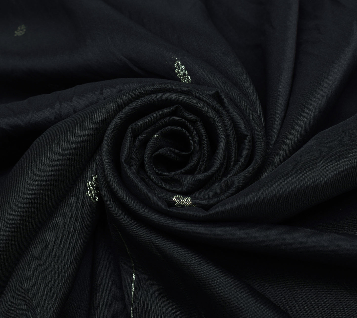 Sushila Vintage Black Indian Saree Blend Silk Zari Woven Floral Soft Sari Fabric