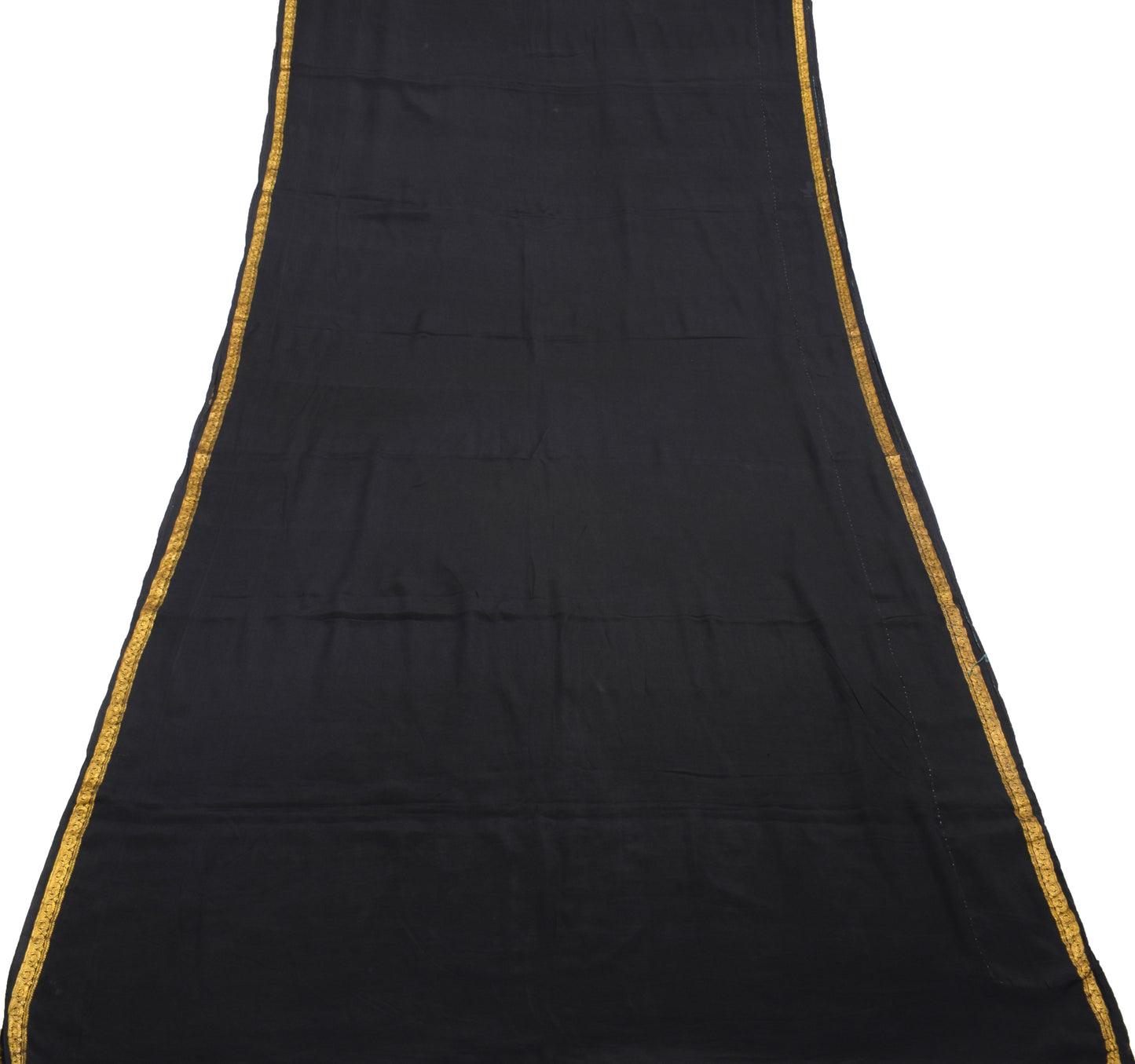 Sushila Vintage Black Indian Saree 100% Pure Silk Woven Soft Sari Craft Fabric