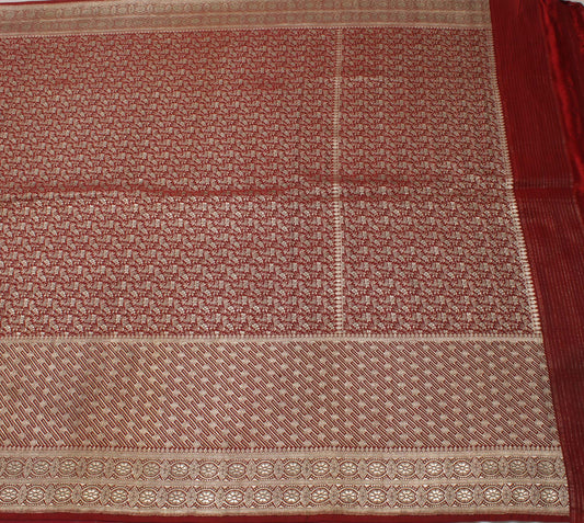 Sushila Vintage Heavy Saree Pure Satin Silk Banarasi Brocade Woven Sari Fabric