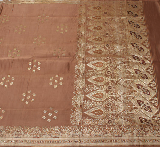 Sushila Vintage Heavy Saree Pure Satin Silk Banarasi Brocade Woven Sari Fabric