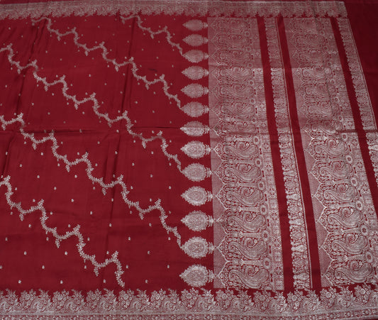 Sushila Vintage Heavy Saree Pure Satin Silk Banarasi Brocade Woven Sari Fabric