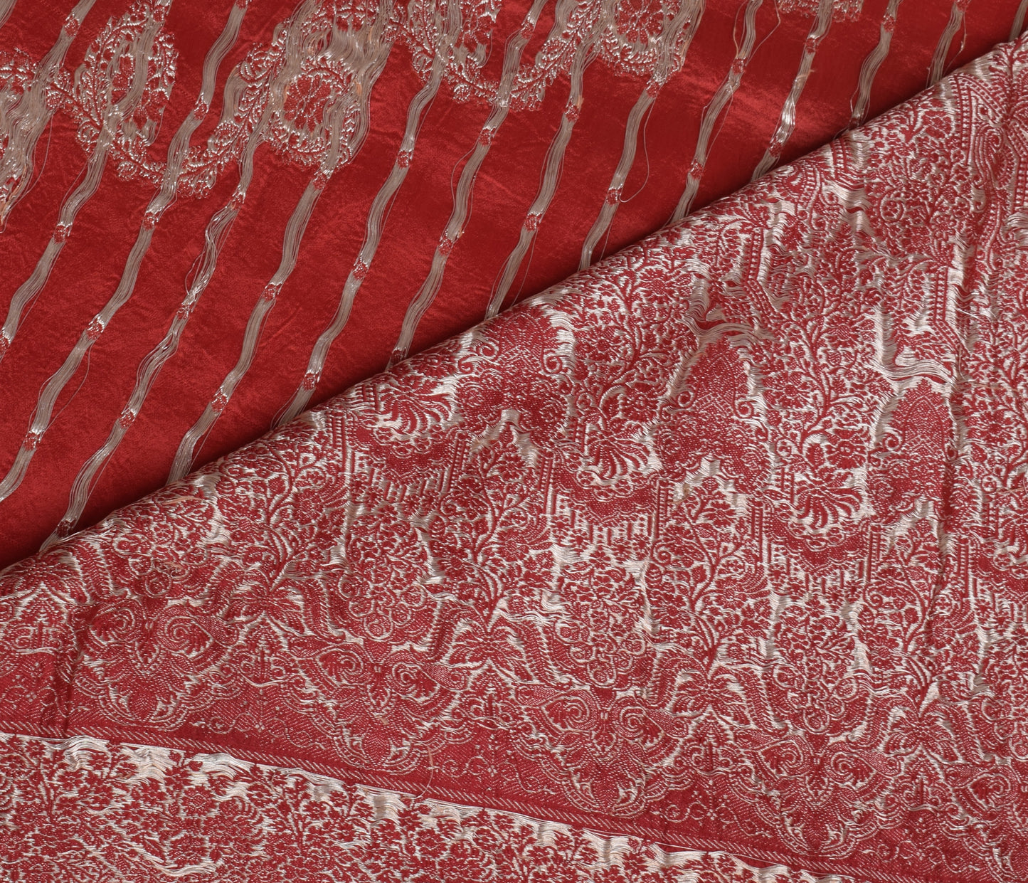 Sushila Vintage Heavy Saree Pure Satin Silk Banarasi Brocade Woven Sari Fabric