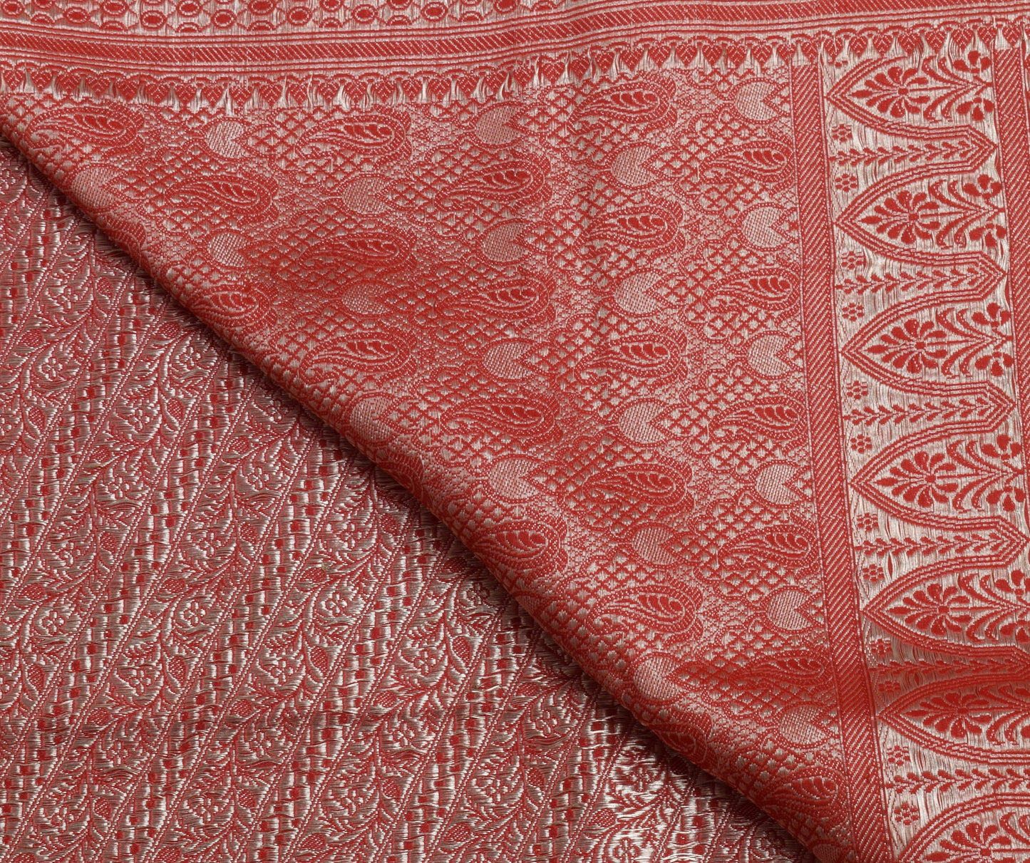 Sushila Vintage Heavy Saree Pure Satin Silk Banarasi Brocade Woven Sari Fabric