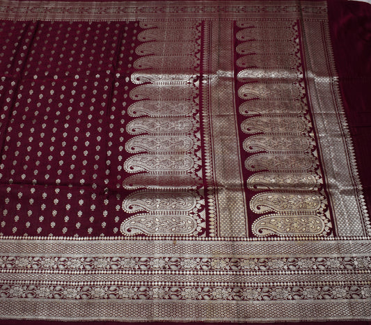 Sushila Vintage Heavy Saree Pure Satin Silk Banarasi Brocade Woven Sari Fabric