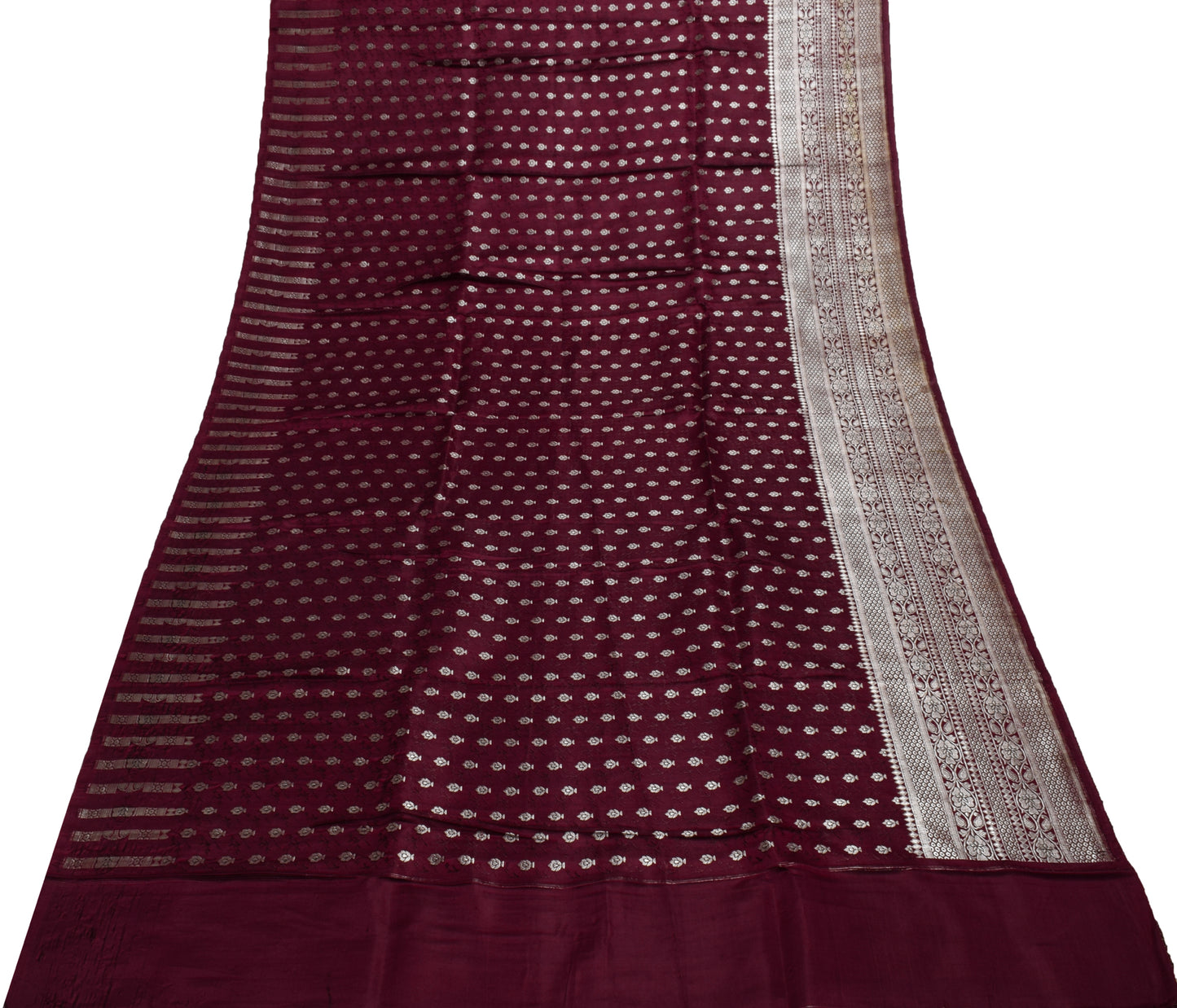 Sushila Vintage Heavy Saree Pure Satin Silk Banarasi Brocade Woven Sari Fabric