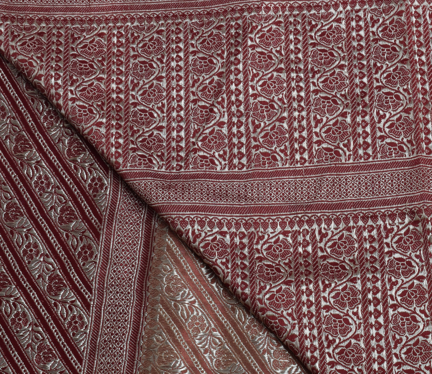 Sushila Vintage Heavy Saree Pure Satin Silk Banarasi Brocade Woven Sari Fabric