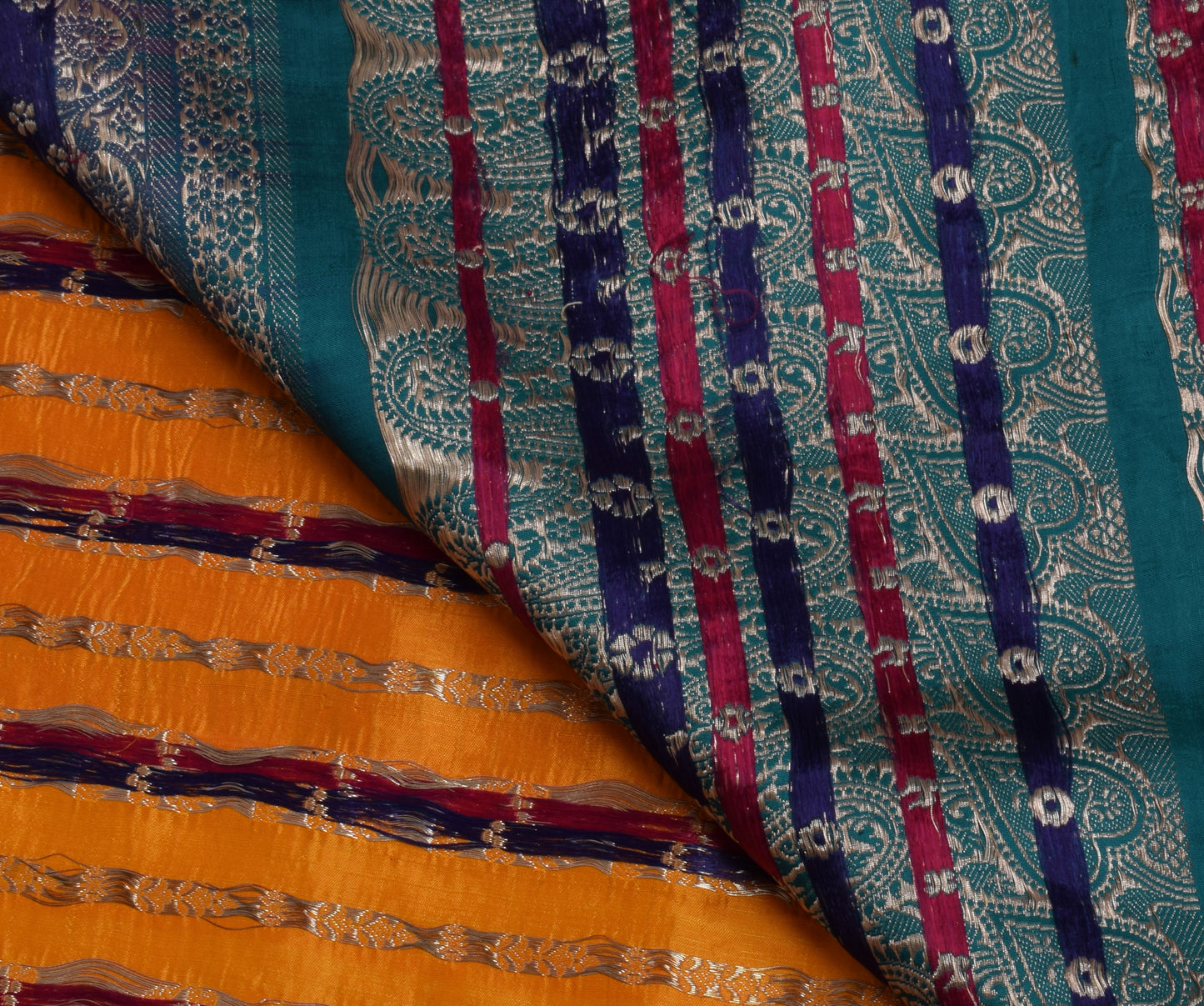Sushila Vintage Heavy Saree Pure Satin Silk Banarasi Brocade Woven Sari Fabric