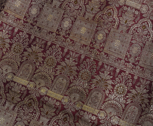 Sushila Vintage Heavy Saree Blend Satin Silk Banarasi Brocade Woven Sari Fabric