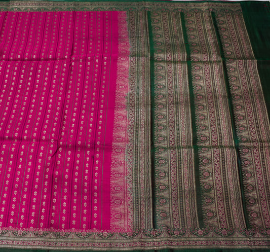 Sushila Vintage Heavy Saree Pure Satin Silk Banarasi Brocade Woven Sari Fabric