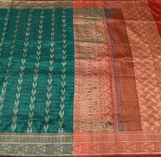 Sushila Vintage Heavy Saree Blend Satin Silk Banarasi Brocade Woven Sari Fabric