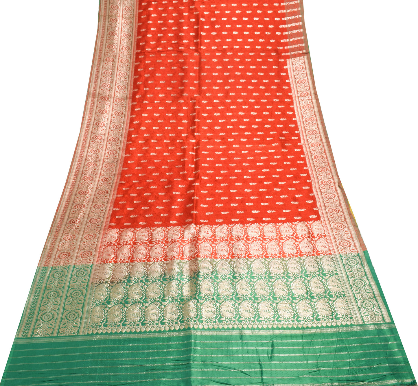 Sushila Vintage Heavy Saree Blend Satin Silk Banarasi Brocade Woven Sari Fabric