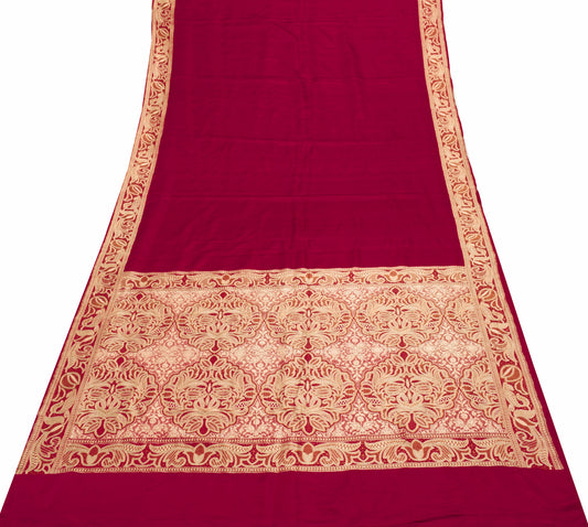 Sushila Vintage Heavy Saree Pure Satin Silk Banarasi Brocade Woven Sari Fabric