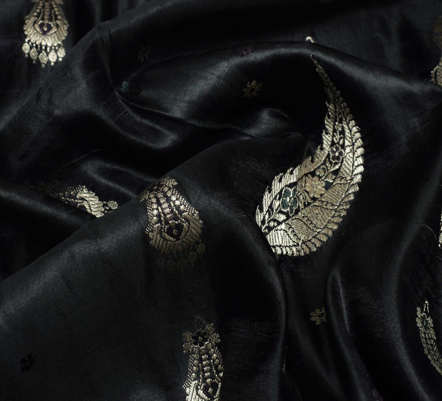 Sushila Vintage Heavy Saree Pure Satin Silk Banarasi Brocade Woven Sari Fabric