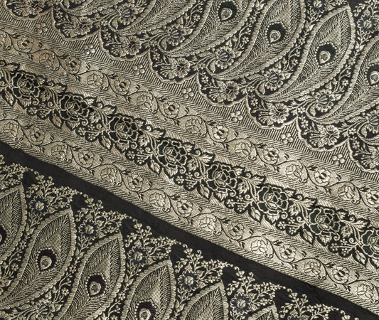 Sushila Vintage Heavy Saree Pure Satin Silk Banarasi Brocade Woven Sari Fabric