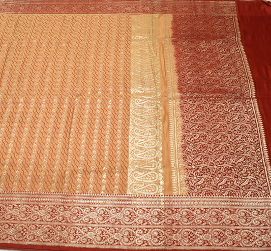Sushila Vintage Heavy Saree Pure Satin Silk Banarasi Brocade Woven Sari Fabric