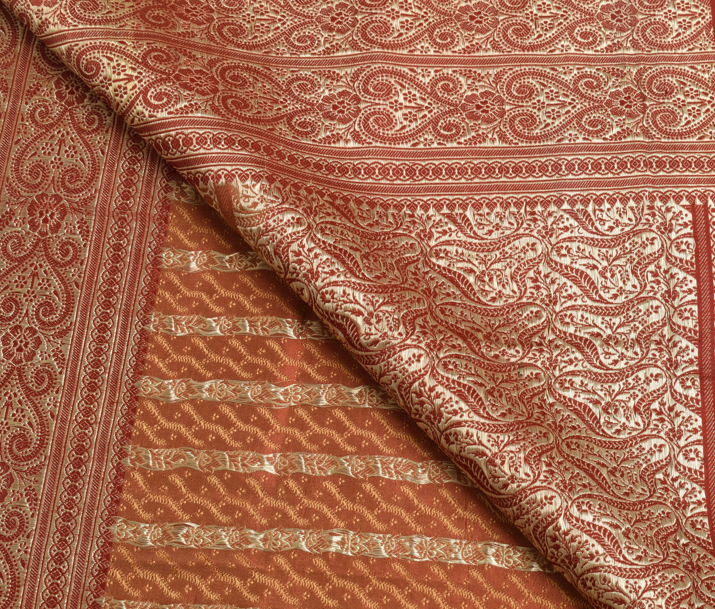 Sushila Vintage Heavy Saree Pure Satin Silk Banarasi Brocade Woven Sari Fabric
