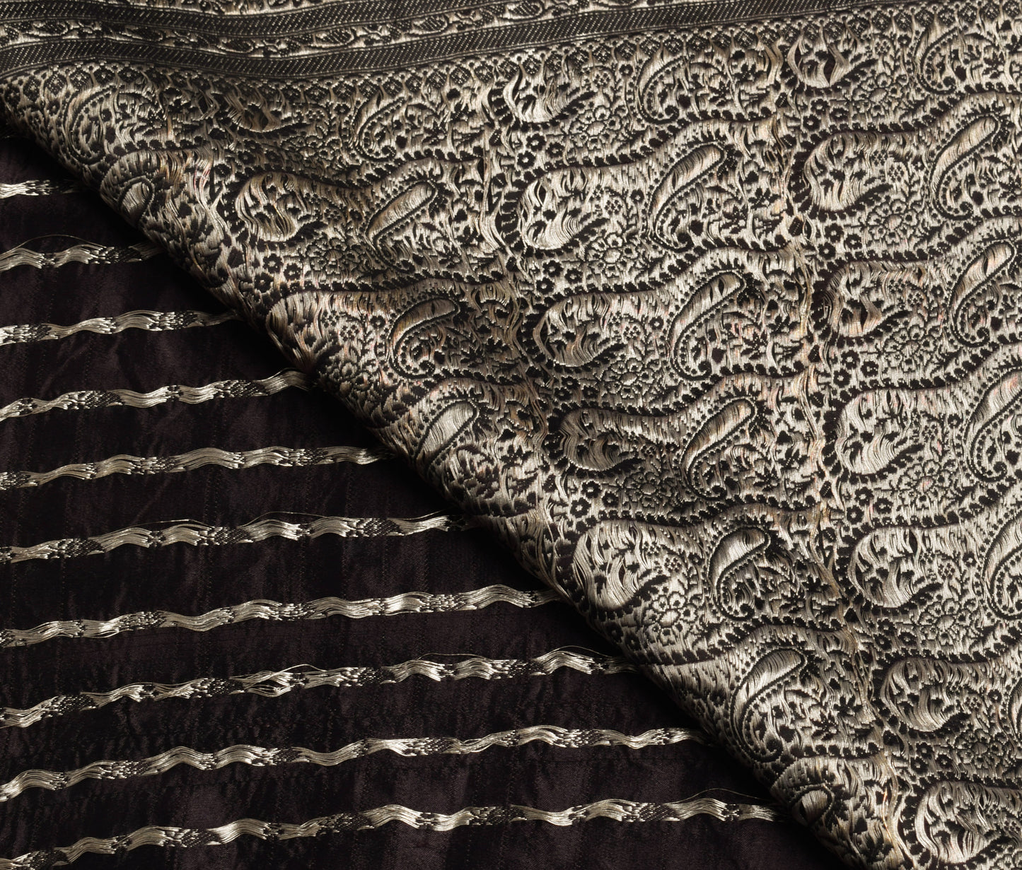 Sushila Vintage Heavy Saree Pure Satin Silk Banarasi Brocade Woven Sari Fabric