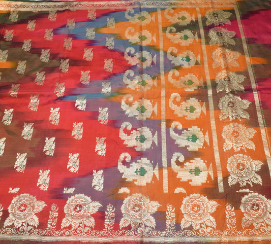 Sushila Vintage Heavy Saree Blend Satin Silk Banarasi Brocade Woven Sari Fabric