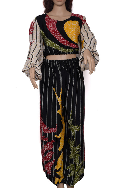 Sushila Vintage Women Dress Blend Silk Sari upcycled Aladdin Pants Afghani Top