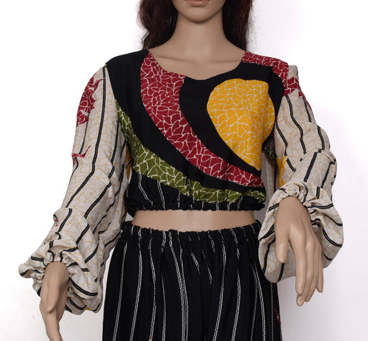 Sushila Vintage Women Dress Blend Silk Sari upcycled Aladdin Pants Afghani Top