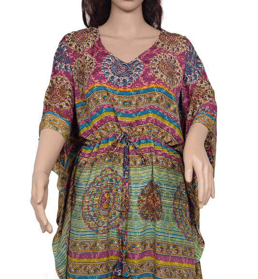 Sushila Vintage Women Dress Blend Silk Sari upcycled Palazzo Pants Kafhtan Top