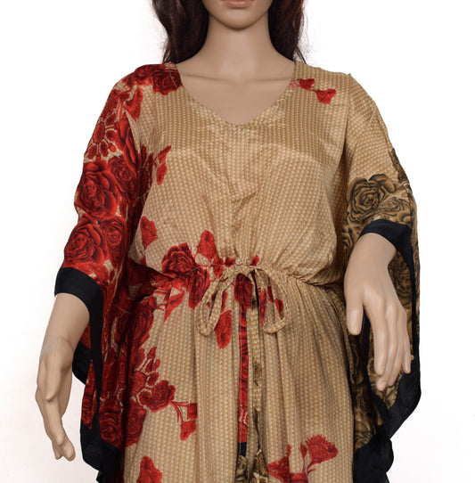 Sushila Vintage Blend Silk Sari upcycled Palazo Palazzo Pants Kafthan Top Brown