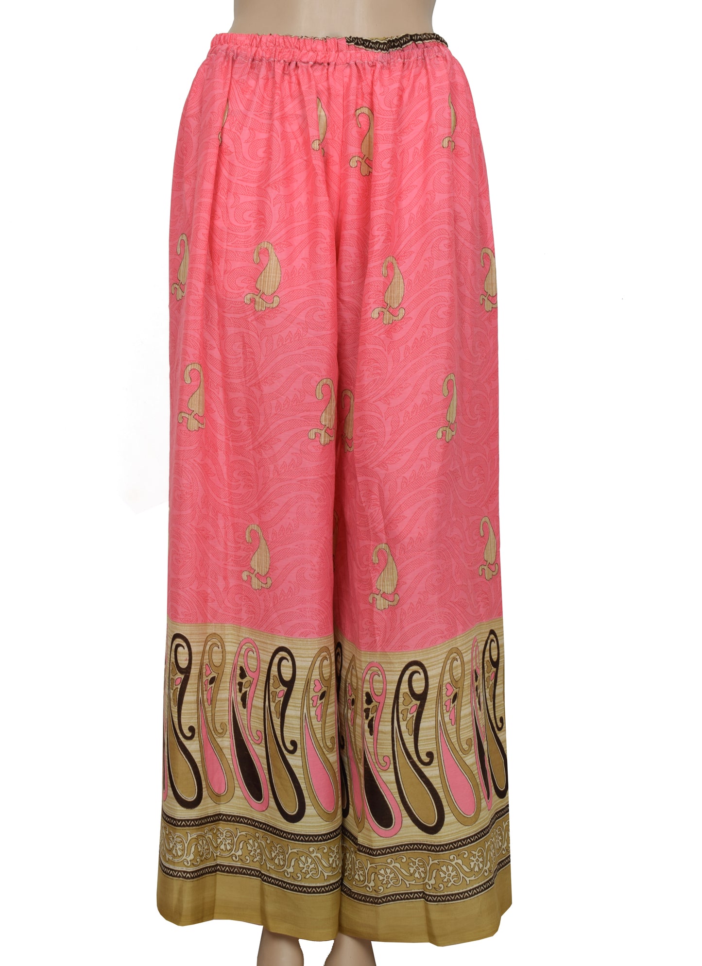 Sushila Vintage Blend Silk Sari upcycled Palazzo Pants & Kafhtan Top Set Pink